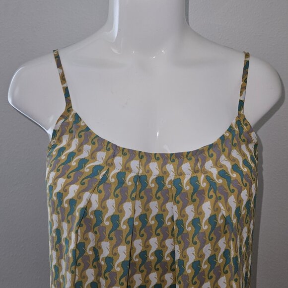 CAbi Seahorse Tank Top XS Pleated Front Adjustable Straps Mustard Gray Green - Picture 2 of 13